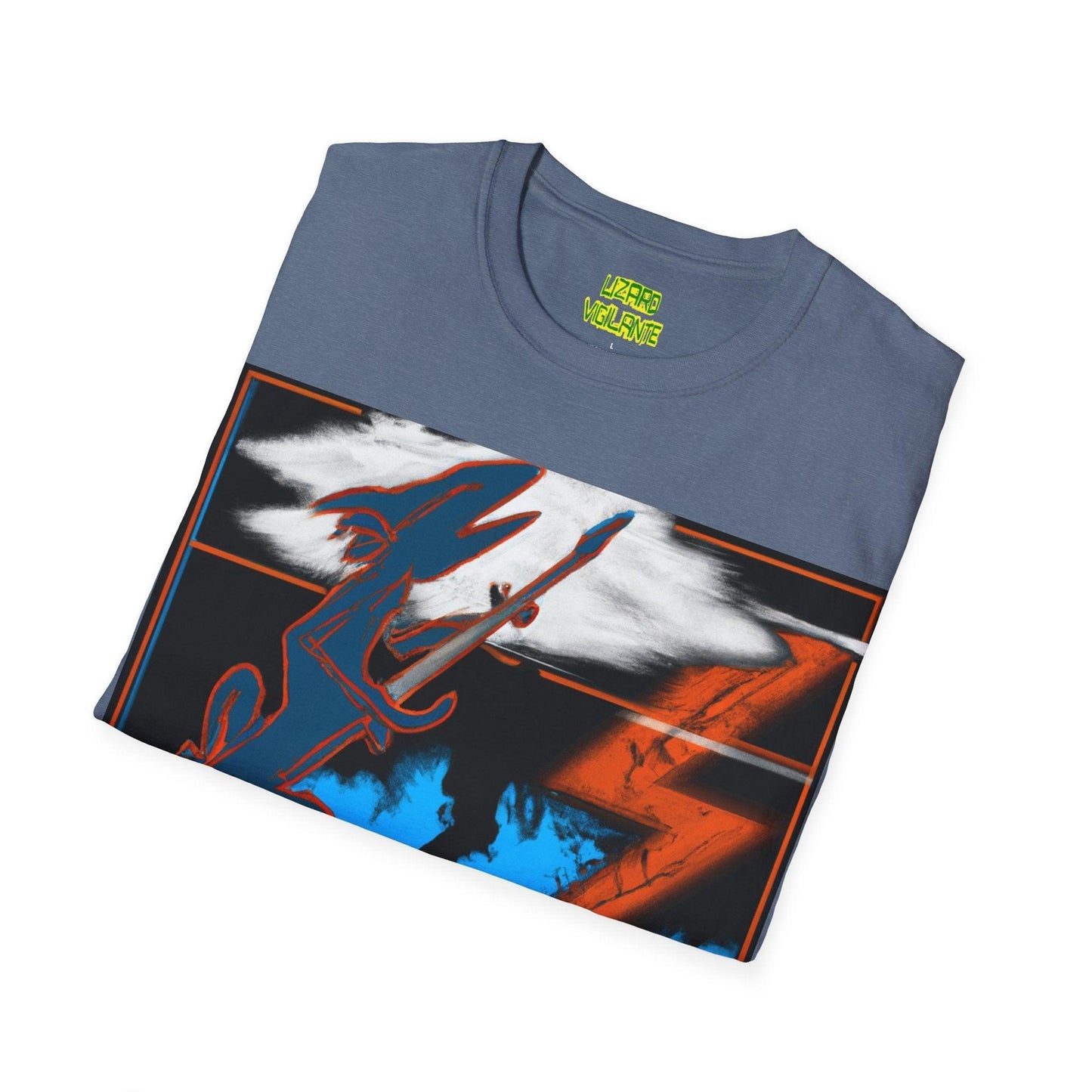 Lizard Vigilante on the Mountain Unisex Softstyle T-Shirt - Lizard Vigilante