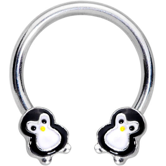 16G 3/8 Pudgy Penguin Horseshoe Curved Barbell
