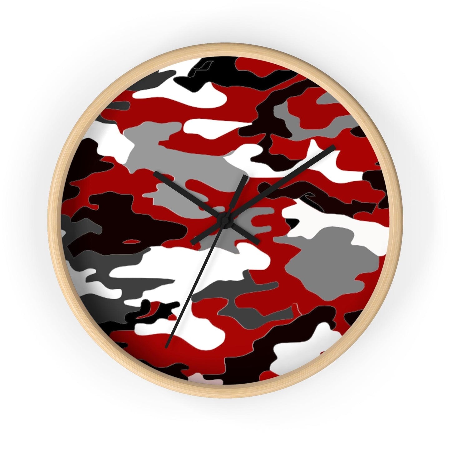 Red Black White Camo Wall Clock - Lizard Vigilante