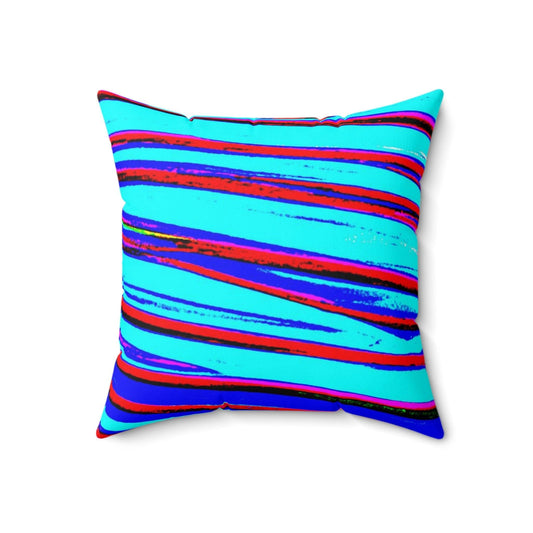 Strips Spun Polyester Square Pillow - Lizard Vigilante