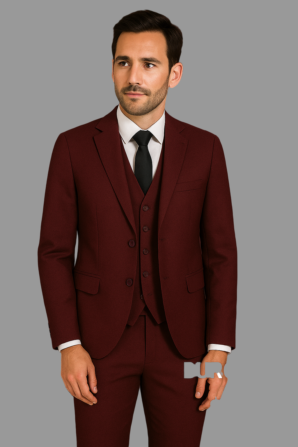 3-Piece TR Suit - Burgundy