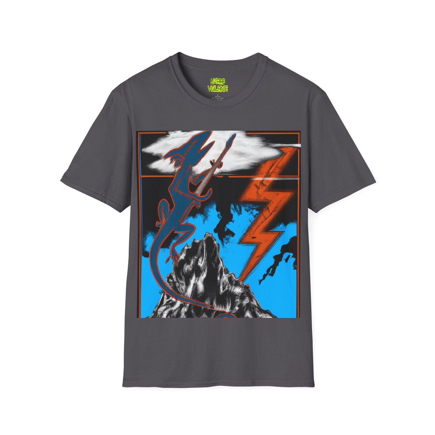 Lizard Vigilante on the Mountain Unisex Softstyle T-Shirt - Lizard Vigilante