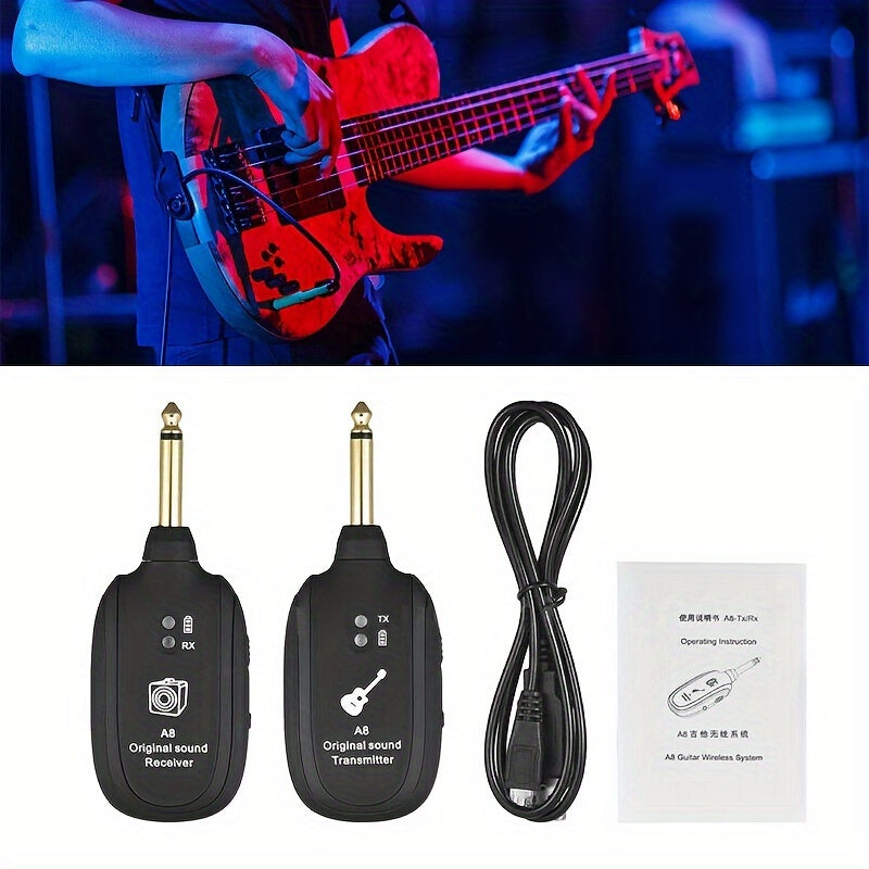 A8 UHF Wireless Guitar Transmitter Receiver Set - 730MHz for Electric Guitar, Bass, Violin - Premium guitar accessories from Lizard Vigilante - Just $22.99! Shop now at Lizard Vigilante