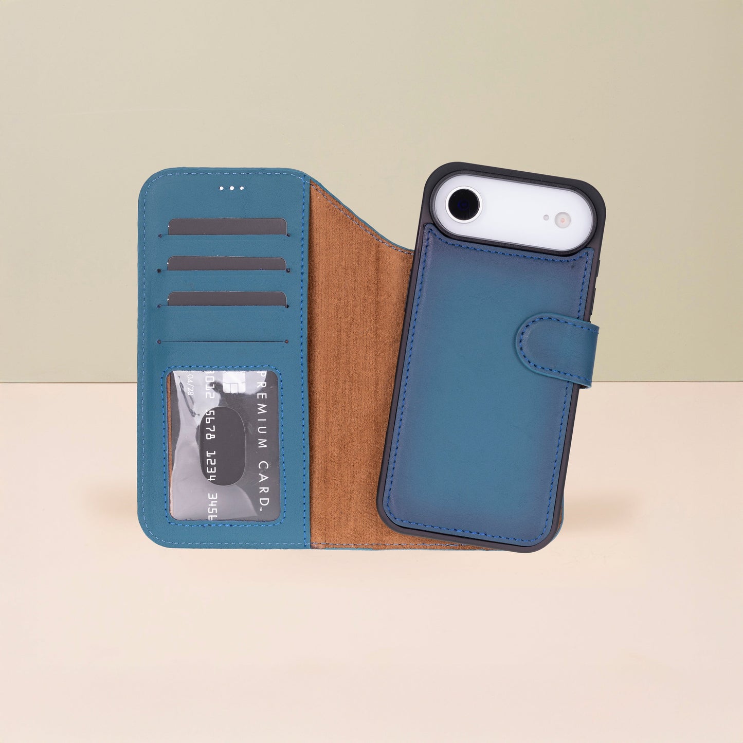 Premium Leather iPhone Air Wallet Case – Blue - Austin