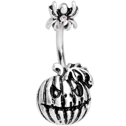 Scary Spider Jack O Lantern Double Mount Belly Ring