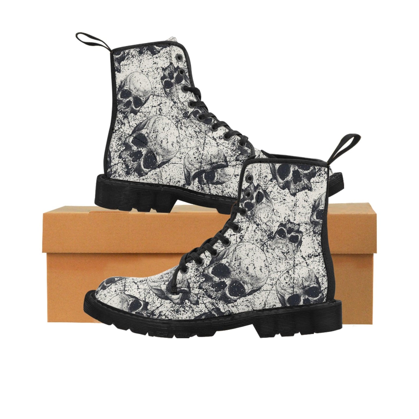 Men's Ancient Skulls Canvas Boots - Premium Shoes from Printify - Just $109.99! Shop now at Lizard Vigilante