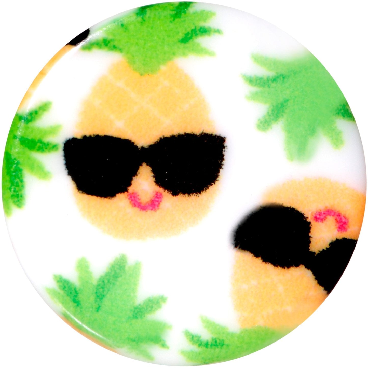 White Acrylic Hip Sunglasses Pineapple Single Flare Plug Set Sizes 3mm to 16mm