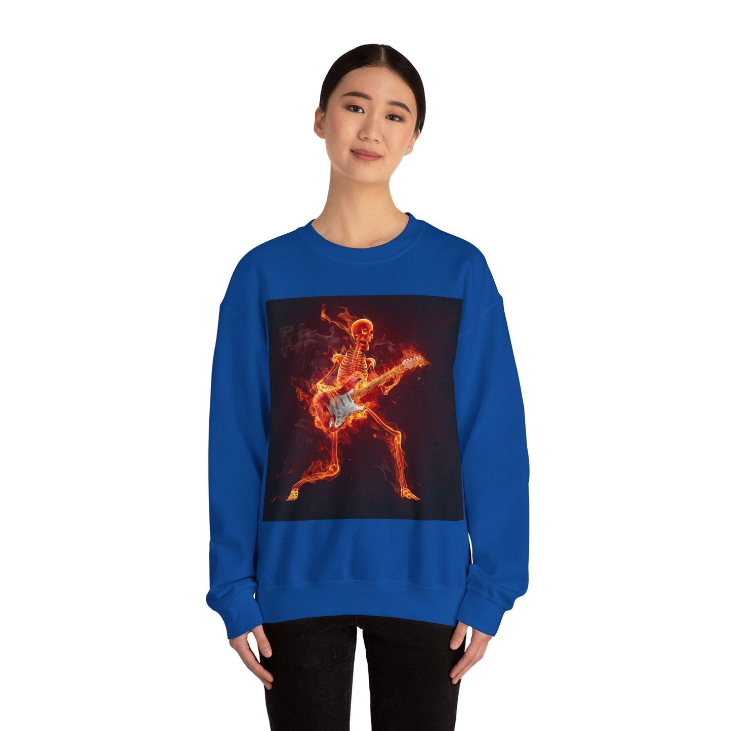 Fiery Guitarist Unisex Heavy Blend™ Crewneck Sweatshirt - Lizard Vigilante