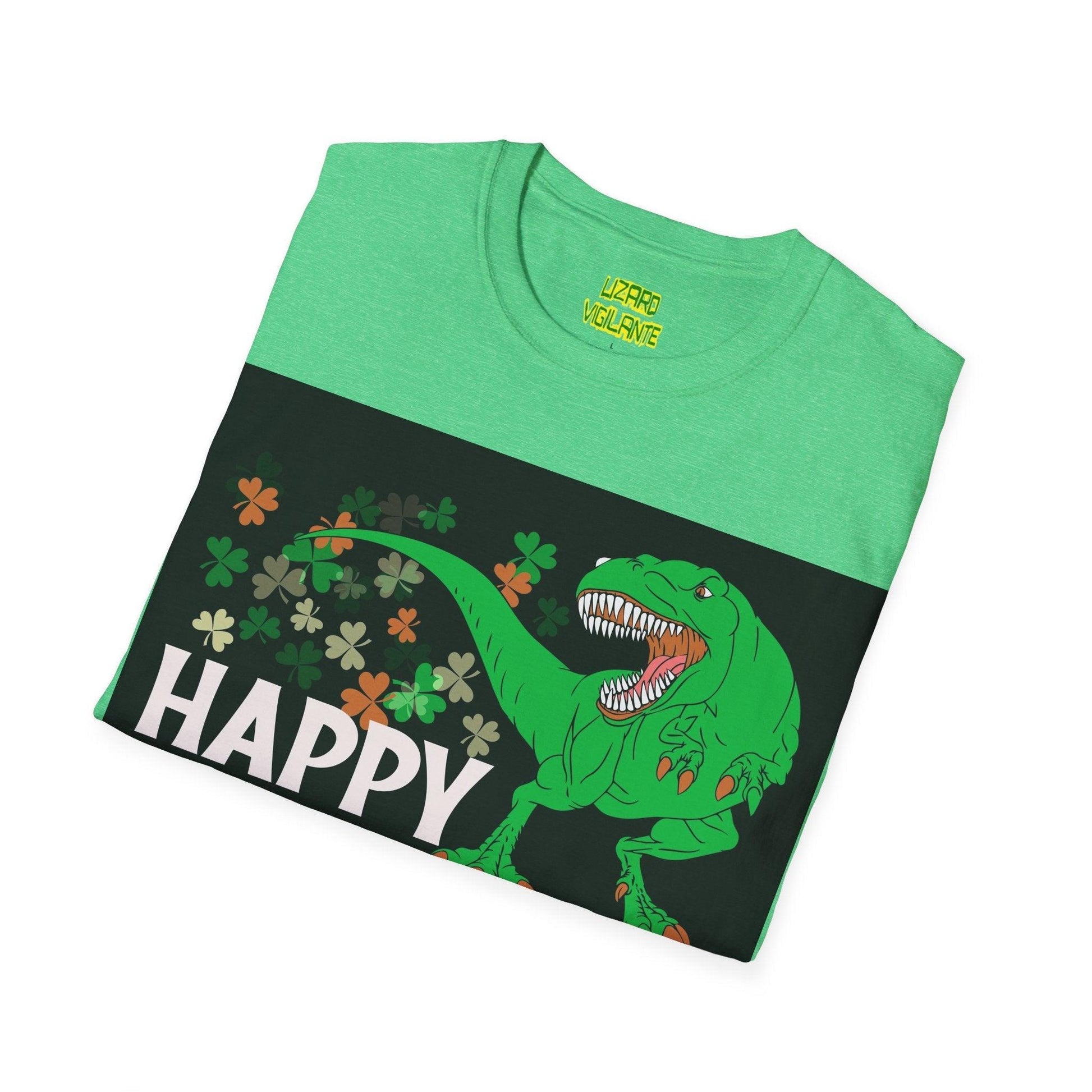 Happy St. Pat-Rex Day T-Rex Dinosaur Unisex Softstyle T-Shirt - Lizard Vigilante