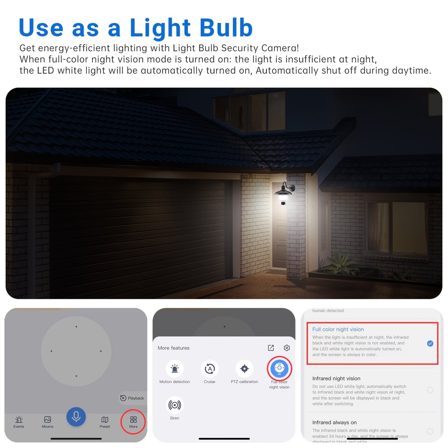 4MP Light Bulb Security Camera | 5G2.4G HD Camera | Wireless | 360-degree Night Vision, AI Body Detection, Two-way Calls, Continuous Recording