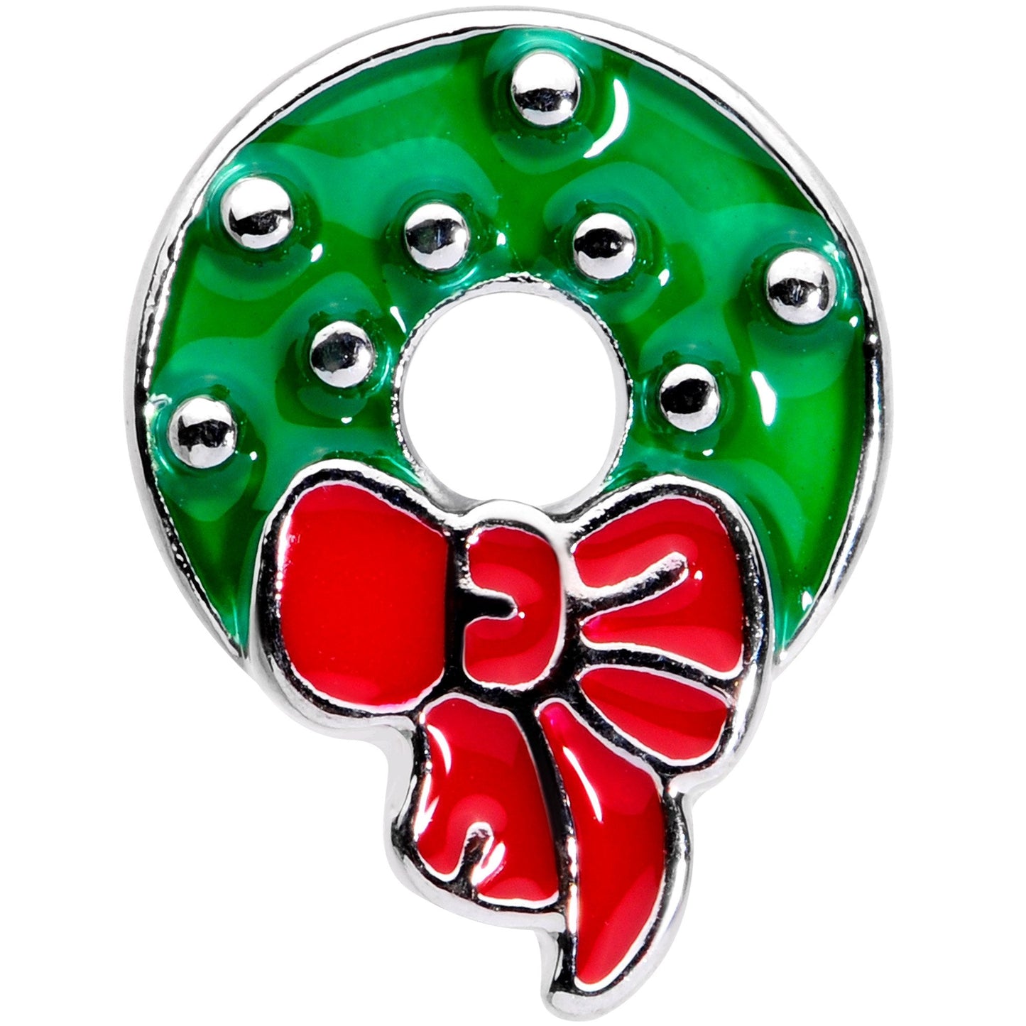 Christmas Wreath Double Flare Tunnel Plug Set 2G to 1 Inch