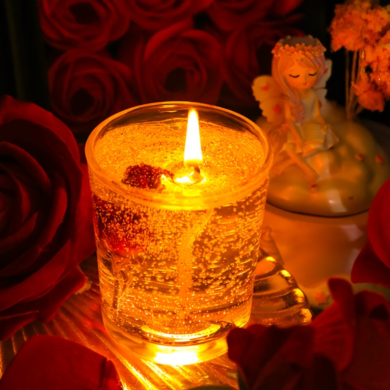 Rose Jelly Scented Candle for Aromatherapy, Romantic Atmosphere - Ideal for Birthdays, Valentine's Day, Anniversaries, Thanksgiving, Christmas - 1pc, Soy Wax in Glass Jar