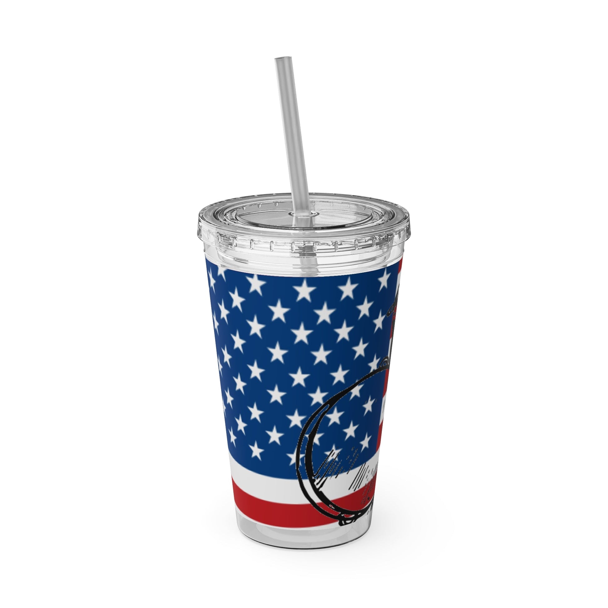 Uncle Sam Drums Before an American Flag Sunsplash Tumbler with Straw, 16oz - Lizard Vigilante