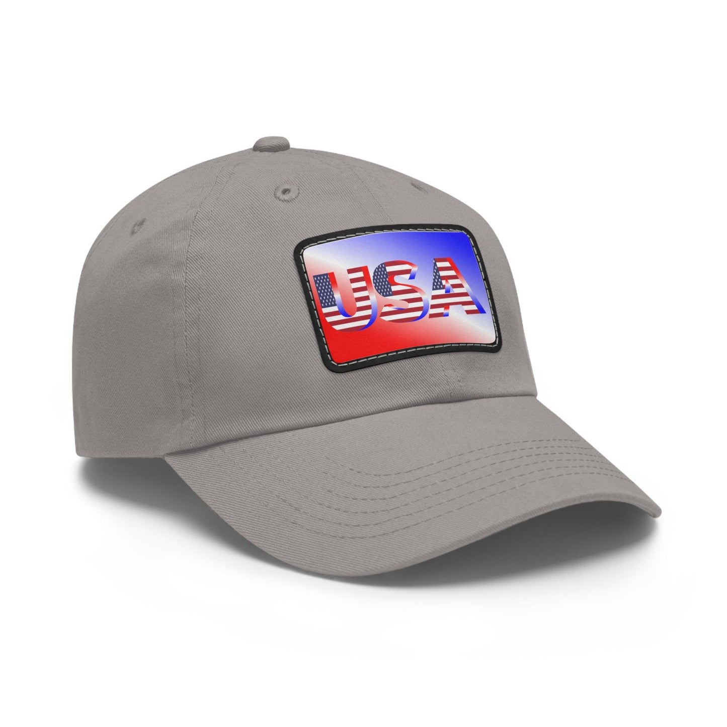 USA Red, White, and Blue Dad Hat with Leather Patch (Rectangle) - Lizard Vigilante