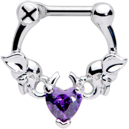 16G 1/4 Purple Heart Gem Royal Valentine Cartilage Clicker
