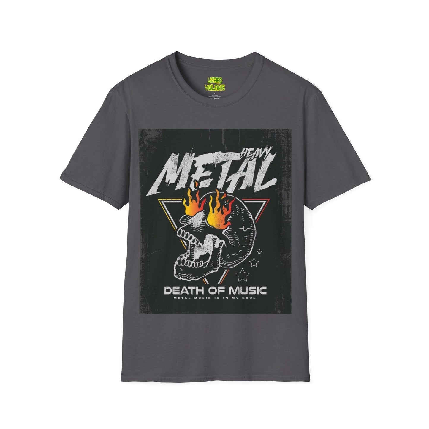 Heavy Metal Death Of Music Unisex Softstyle T-Shirt - Lizard Vigilante