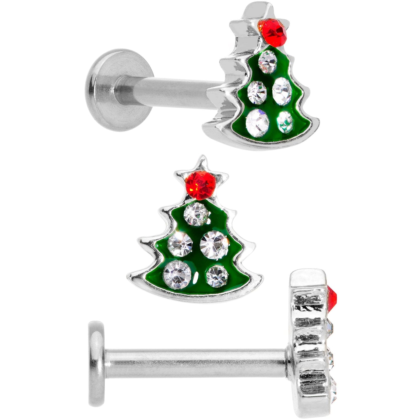 16G 5/16 Gem Holiday Cartilage Tragus Earring Curation Set of 3