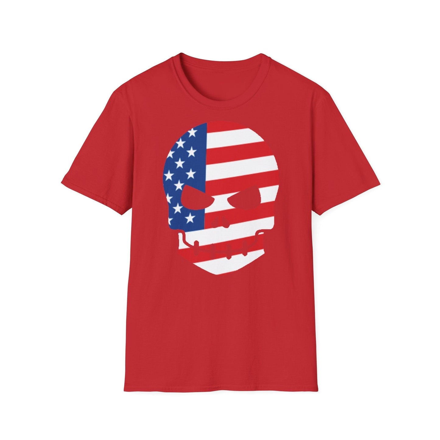 Skull American Flag Graphic Unisex Softstyle T-Shirt - Lizard Vigilante