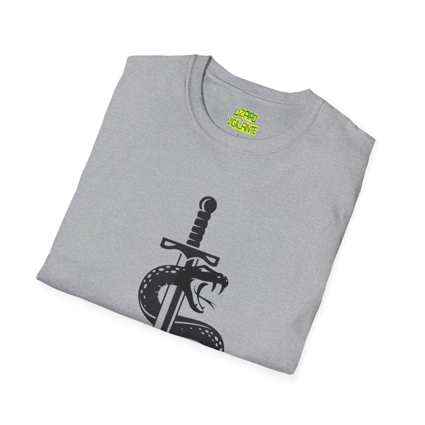 Snake-Wrapped Sword Unisex Softstyle T-Shirt - Lizard Vigilante