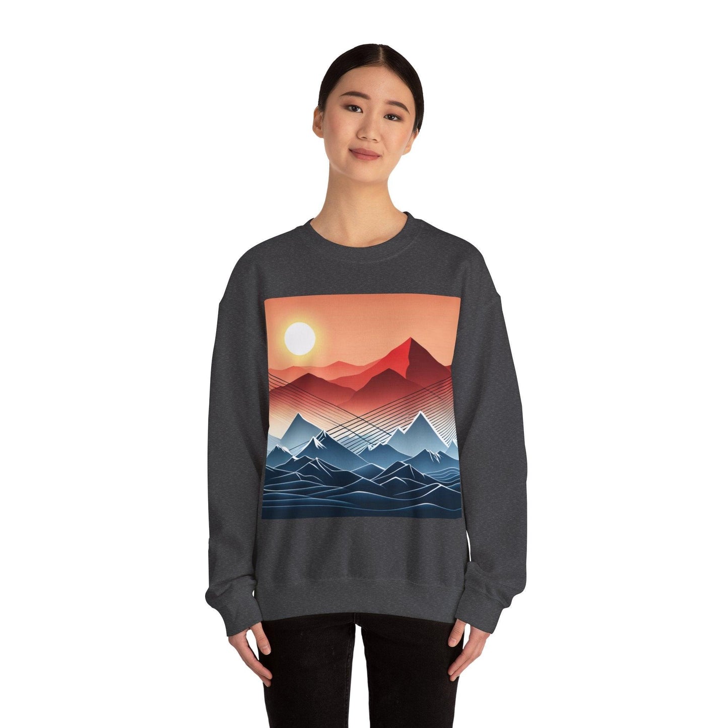 Mountain Line Art Unisex Heavy Blend™ Crewneck Sweatshirt - Lizard Vigilante