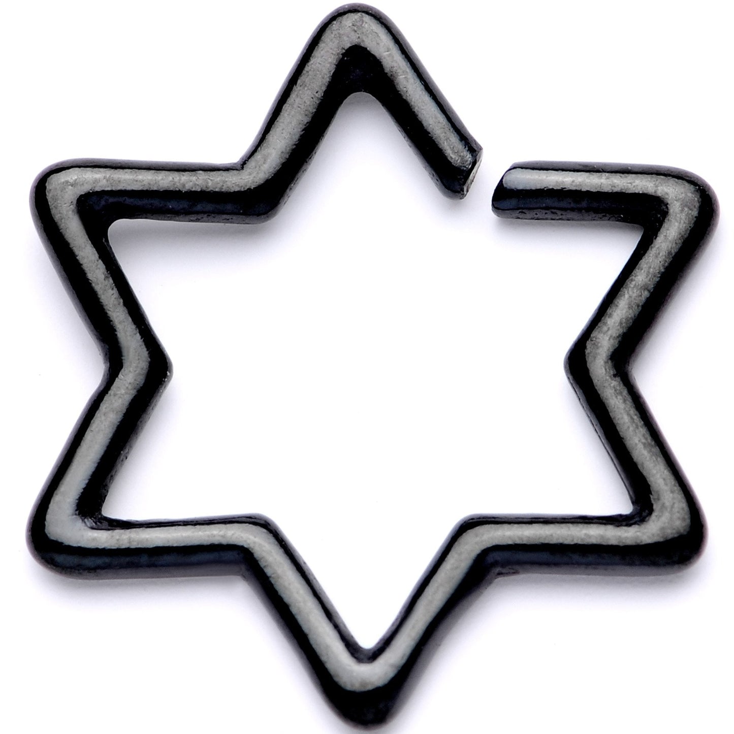 16G 5/16 Black Hexagram Star of David Closure Ring