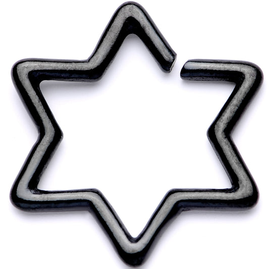 16G 5/16 Black Hexagram Star of David Closure Ring