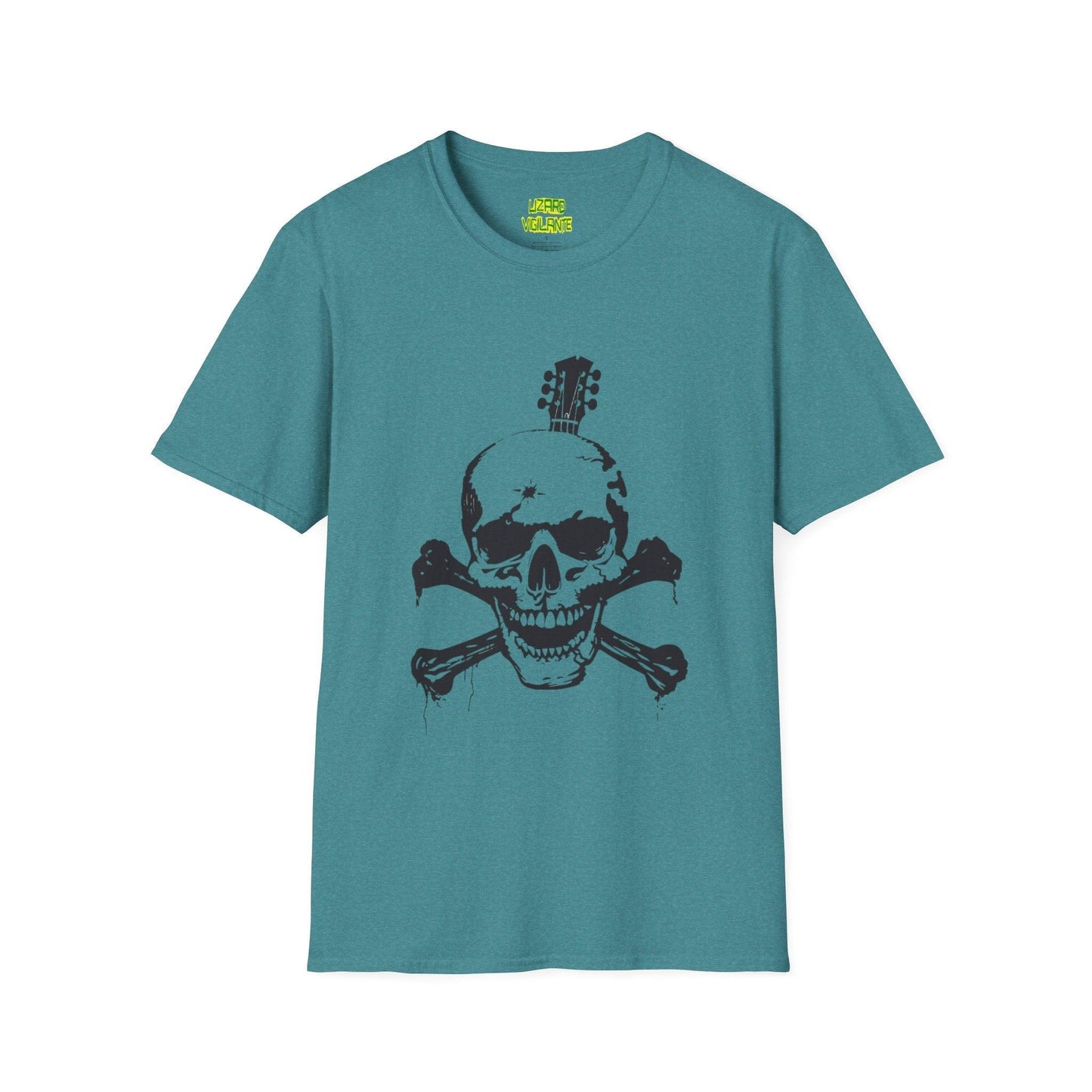 Guitar Skull Cross Bones Unisex Softstyle T-Shirt - Premium T-Shirt from Printify - Just $26.38! Shop now at Lizard Vigilante