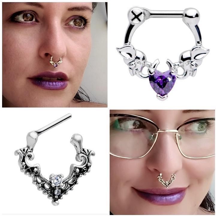 16G 1/4 Purple Heart Gem Royal Valentine Cartilage Clicker