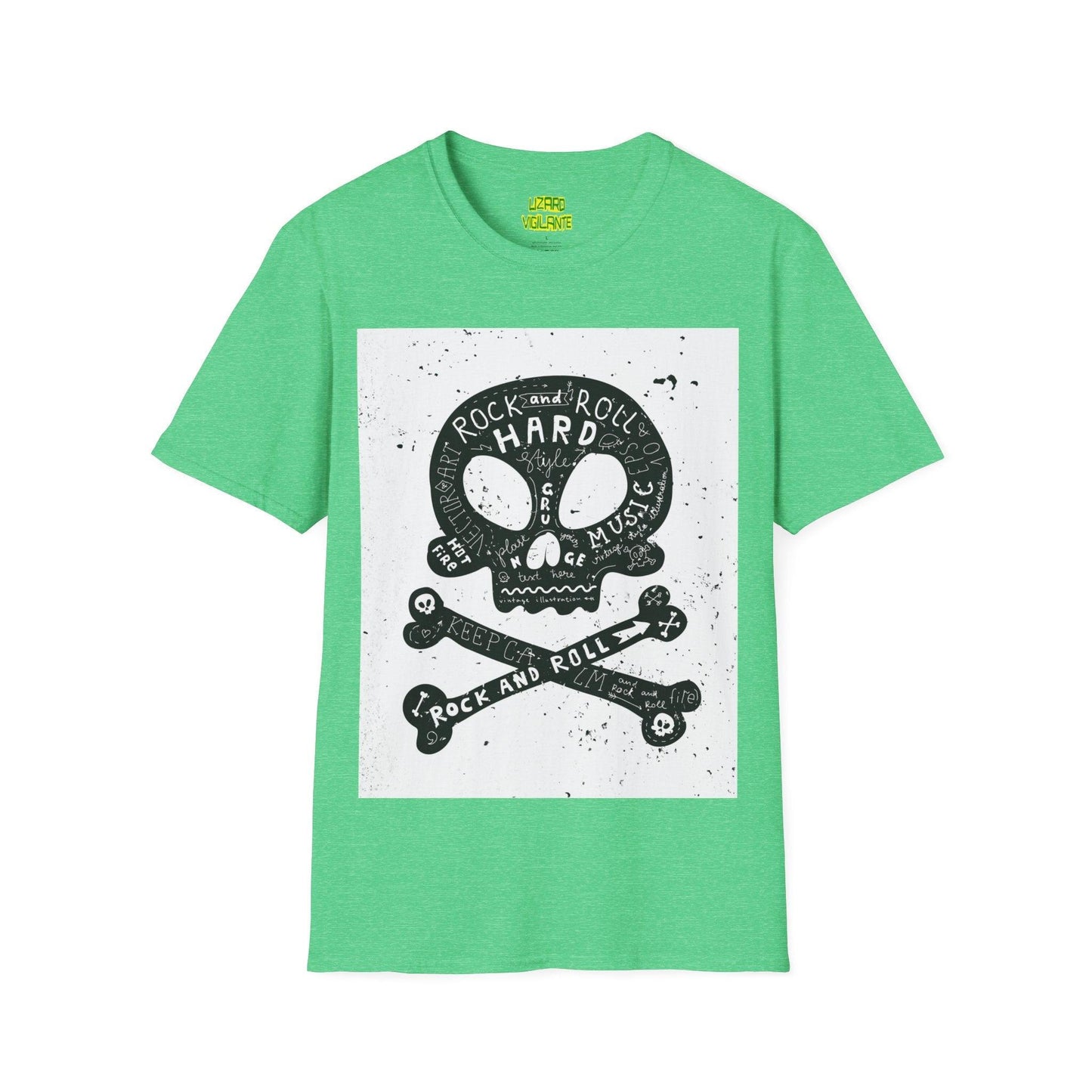 Rock and Roll Hard Skull Unisex Softstyle T-Shirt - Lizard Vigilante