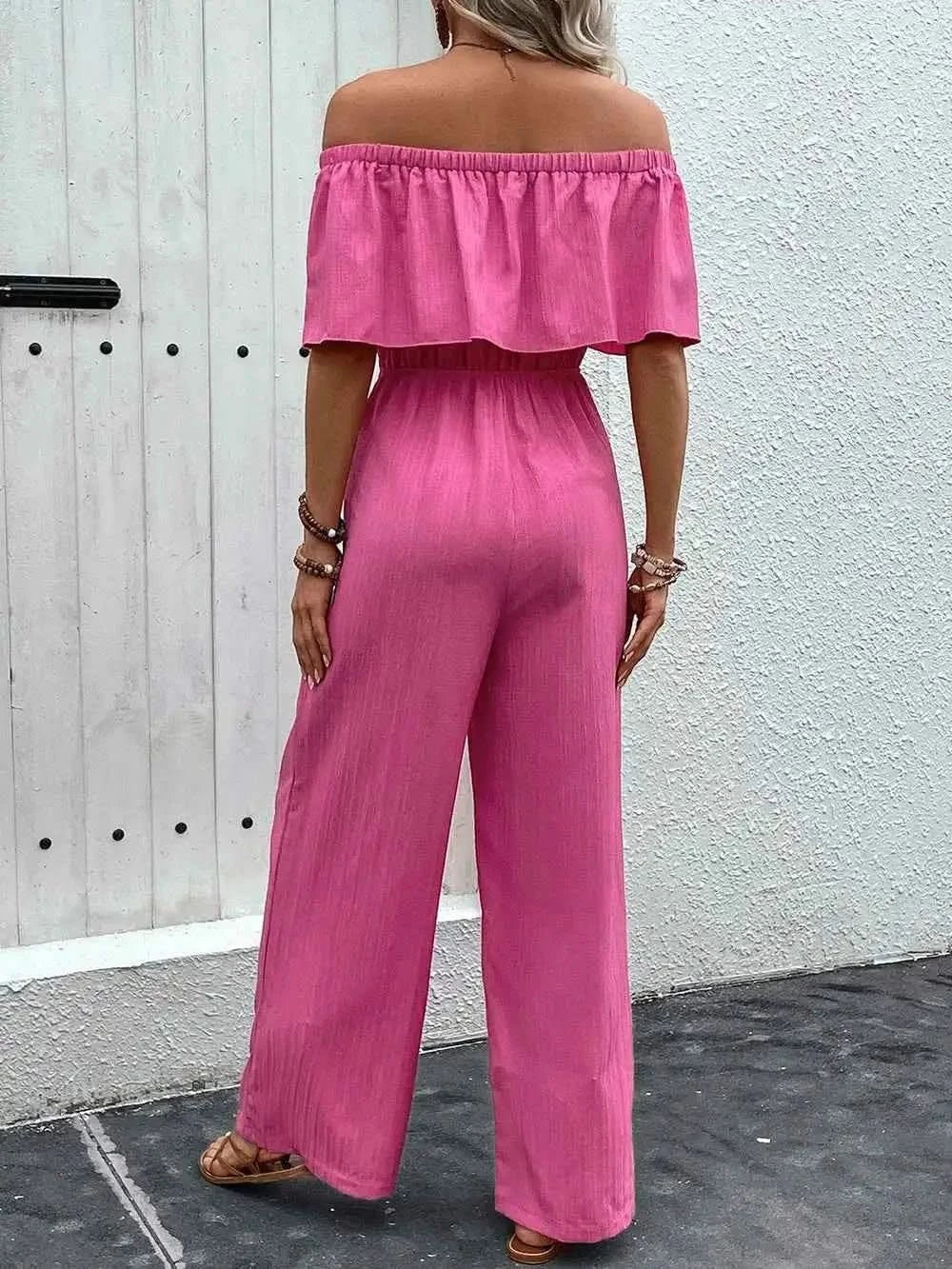 Perfee Off-Shoulder : Wide Leg Jumpsuit