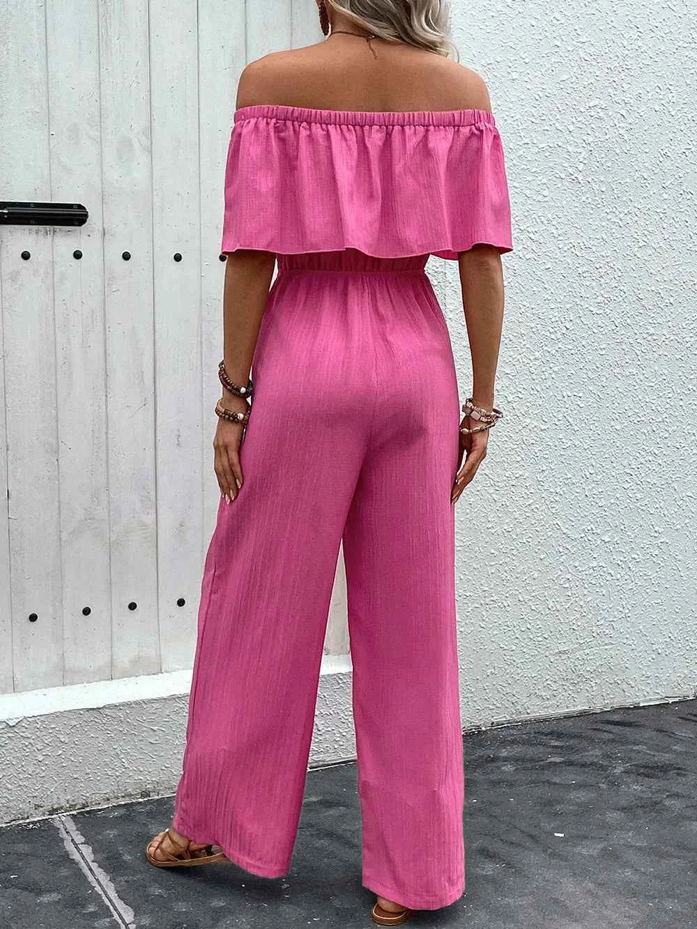 Perfee Off-Shoulder : Wide Leg Jumpsuit