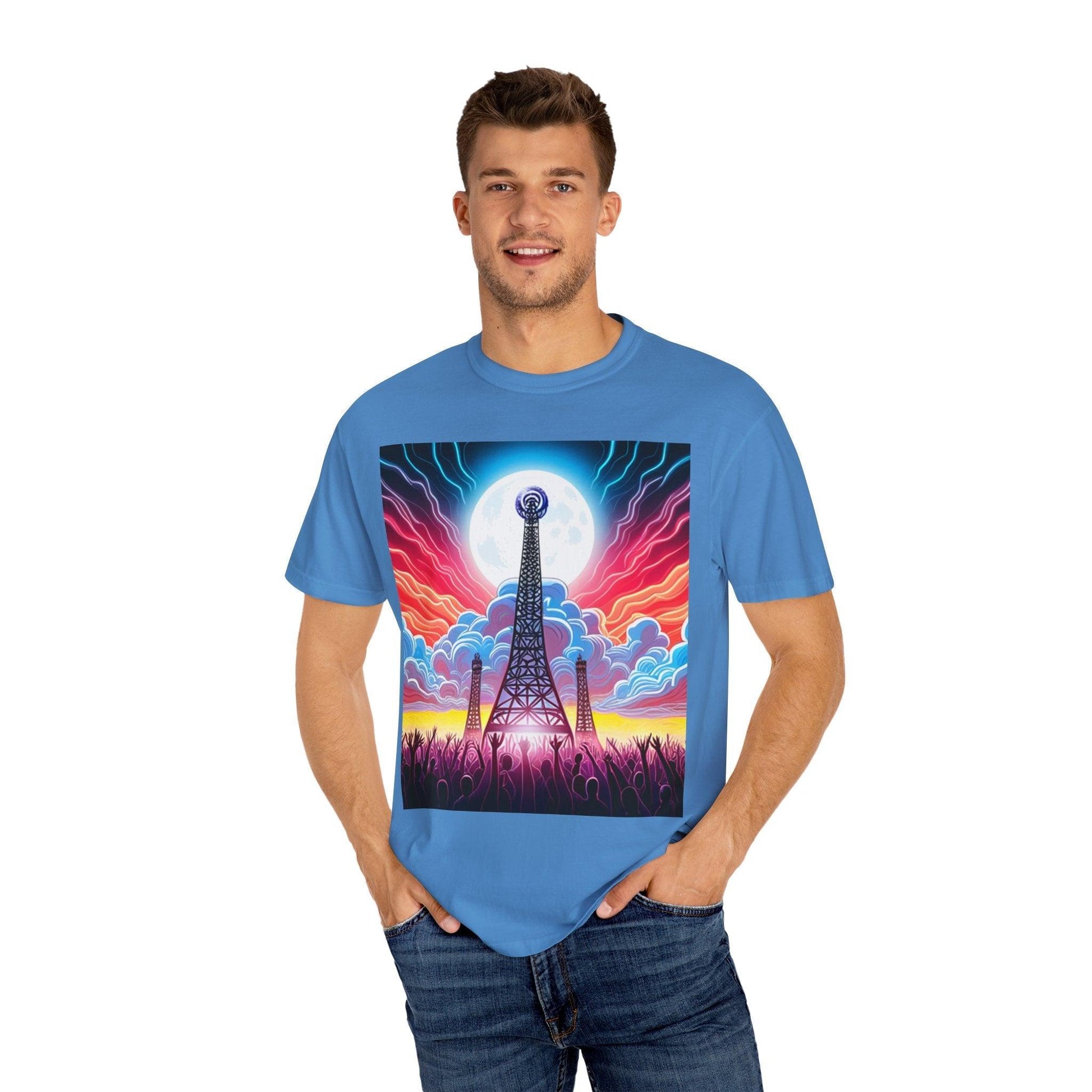 Eiffel CellTower Unisex Garment-Dyed T-shirt - Lizard Vigilante