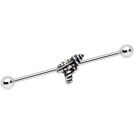 14G Aurora Gem Mystery Ray Gun Industrial Barbell 38mm