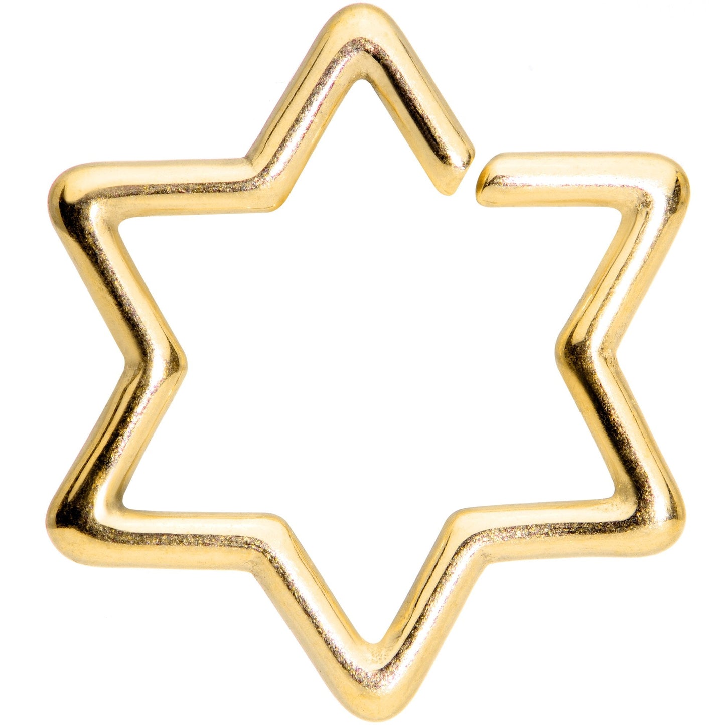 16G 5/16 Gold Tone Star of David Hexagram Closure Ring