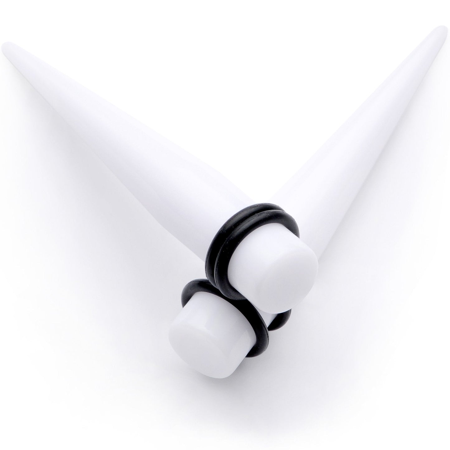 White Acrylic Straight Taper Set Available in Sizes  14G to 00G