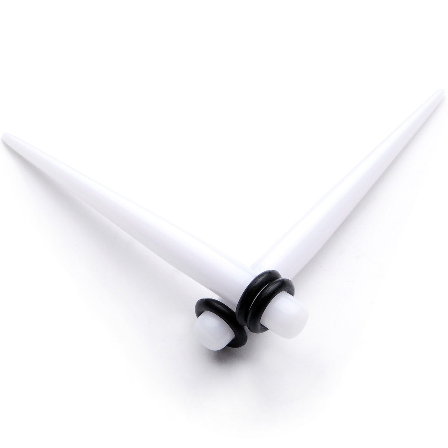 White Acrylic Straight Taper Set Available in Sizes  14G to 00G