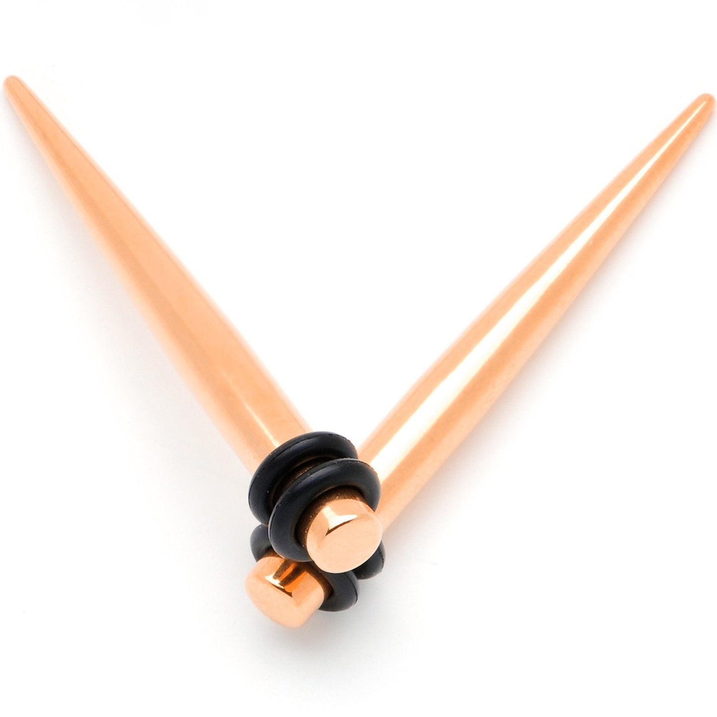 Rose Gold Tone Anodized Straight Taper Set Available in Sizes  14G to 00G