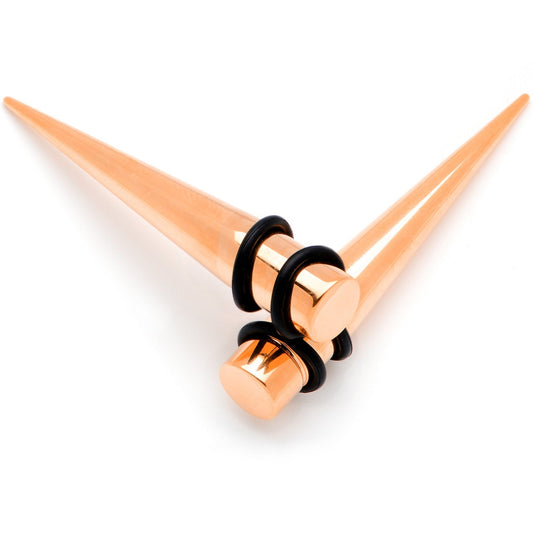 Rose Gold Tone Anodized Straight Taper Set Available in Sizes  14G to 00G