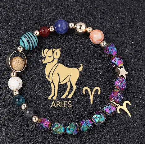 Natural Volcanic Rock Electroplating Twelve Constellations Bracelets