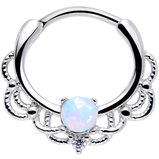 16G 3/8 White Faux Opal Life of the Party Septum Clicker