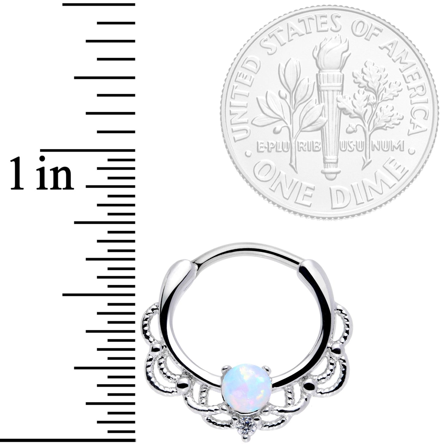 16G 3/8 White Faux Opal Life of the Party Septum Clicker