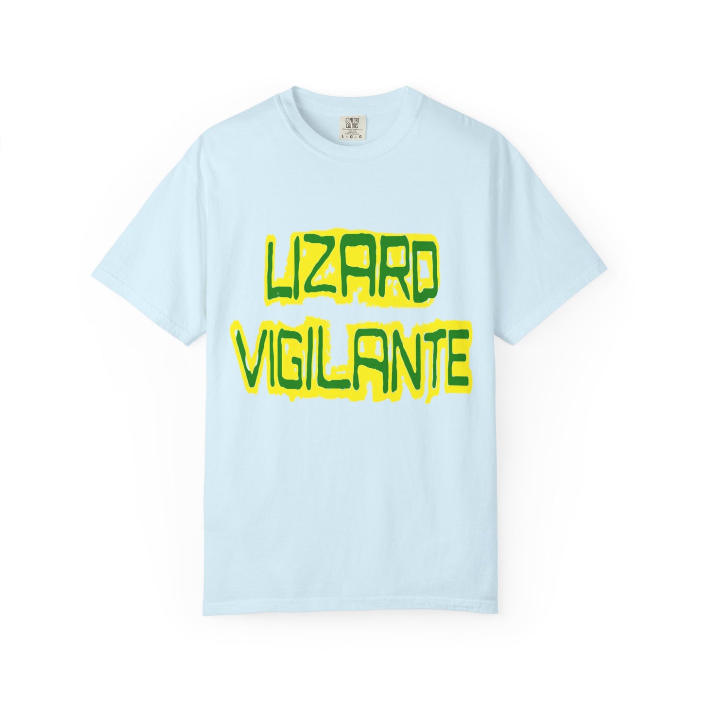 Lizard Vigilante Graphic T-Shirt — Bold Green & Yellow Streetwear Tee