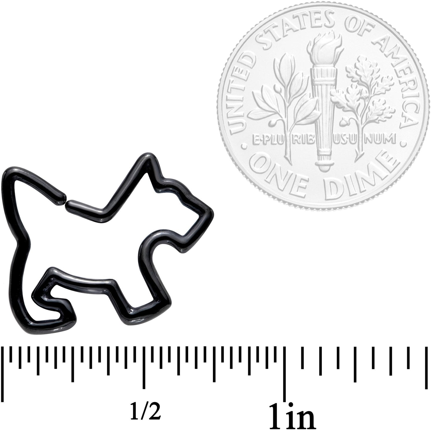 16G 5/16 Black PVD Sweet Scotty Dog Closure Ring