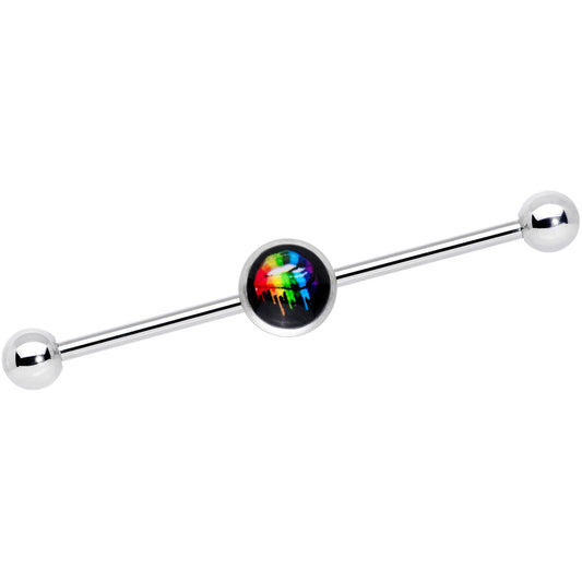 14G Black Rainbow Lips Industiral Barbell 38mm