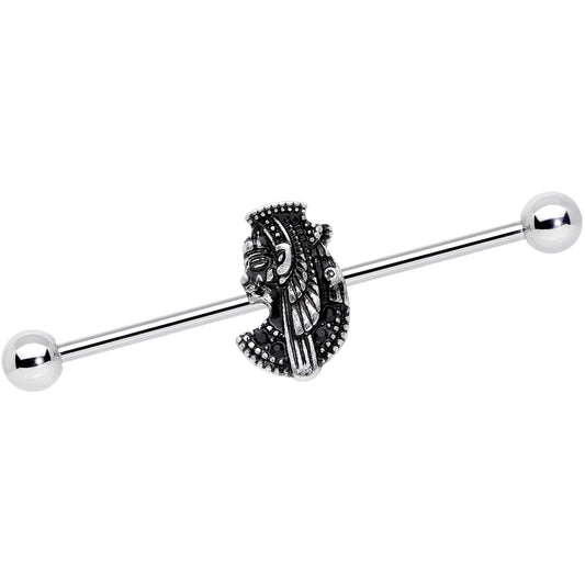 14G Black Gem Cleopatra Anubis Industrial Barbell 38mm