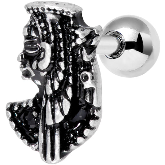 16G 1/4 Black Gem Egypt Cleopatra Anubis Cartilage Tragus Earring