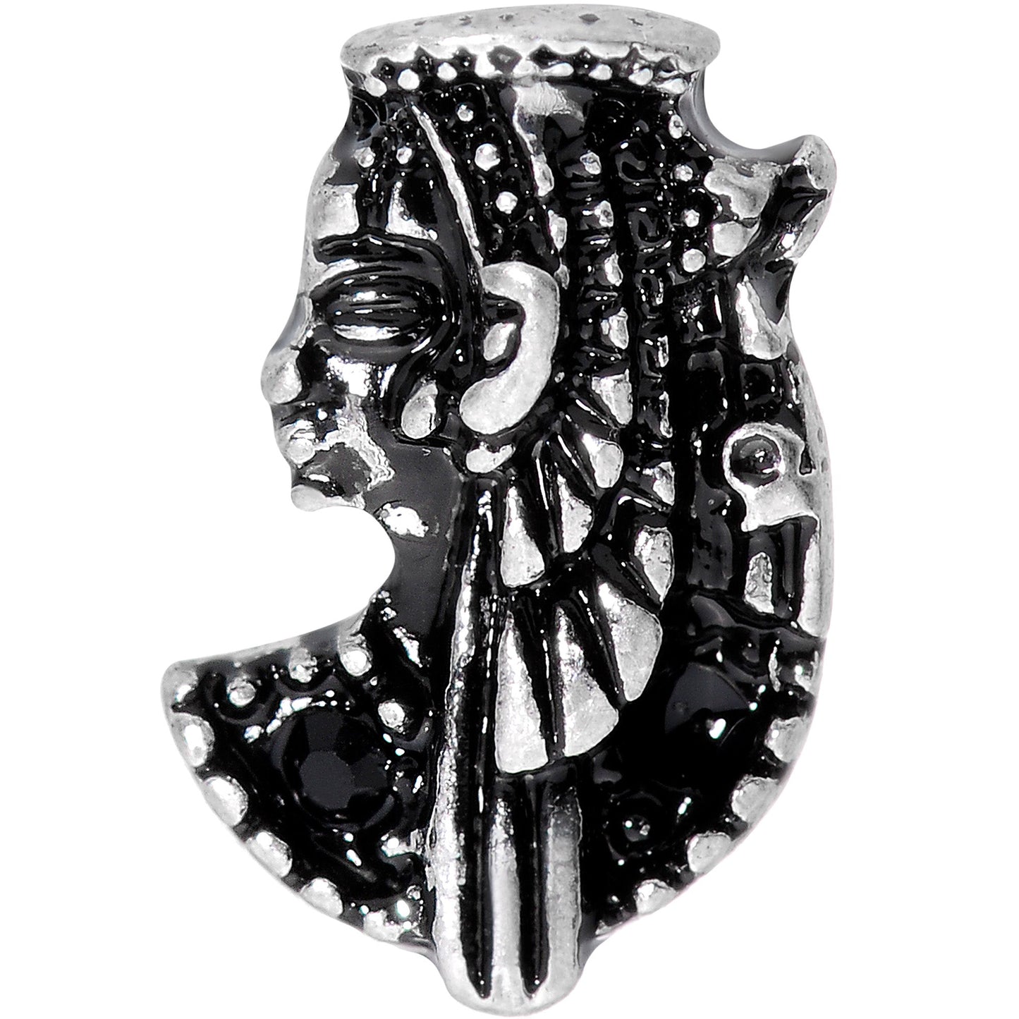 16G 1/4 Black Gem Egypt Cleopatra Anubis Cartilage Tragus Earring