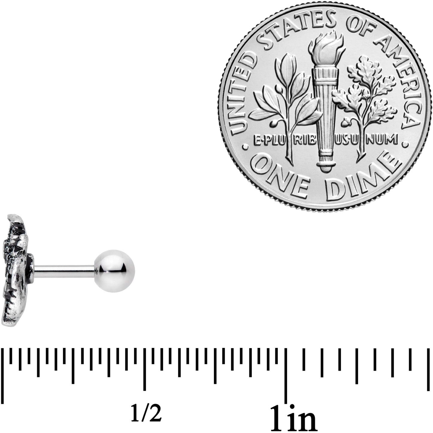 16G 1/4 Black Gem Egypt Cleopatra Anubis Cartilage Tragus Earring