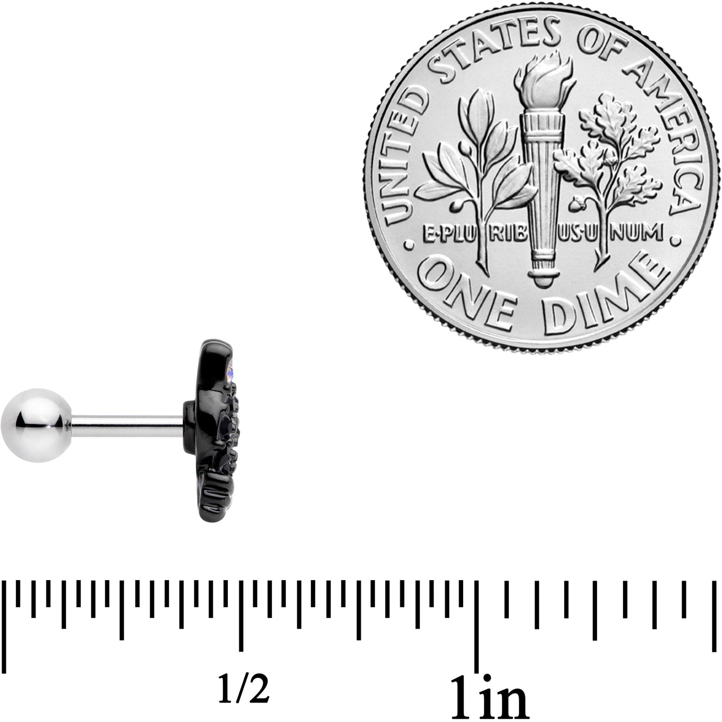 16G 1/4 Black Aurora Gem Crafty Kitty Cat Cartilage Tragus Earring