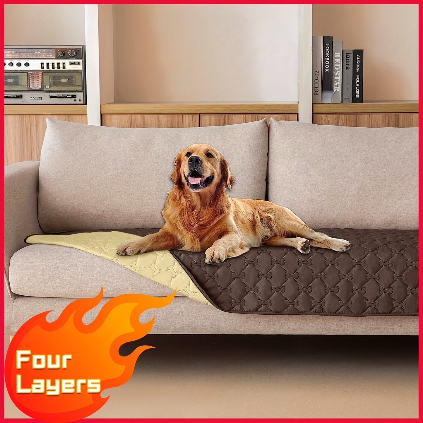 Extra Large Reversible High Quality Dog Blanket - Double-Sided Pet Bed Cover with Bone Pattern, Machine Washable Sofa Protector for Medium/Large/Small Dogs & Cats, Indoor/Outdoor Use, Blanket for Bed